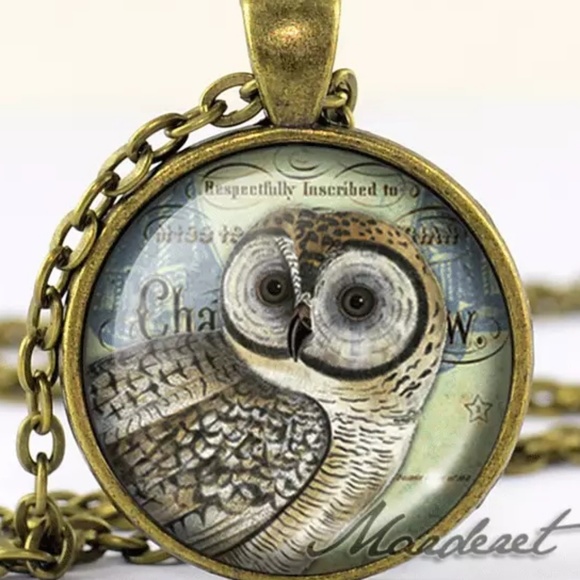 maderet Jewelry - Antique bronze owl necklace
